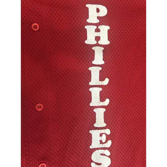 Alleson Athletic XXL Phillies Jersey Red 15 No Name Vintage Mesh Button Down‎ - Picture 6 of 10